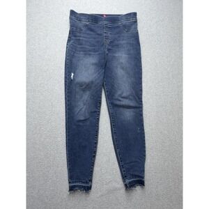Spanx Jeans Womens XL Blue High Rise Distressed Jegging Pull On Stretch Denim